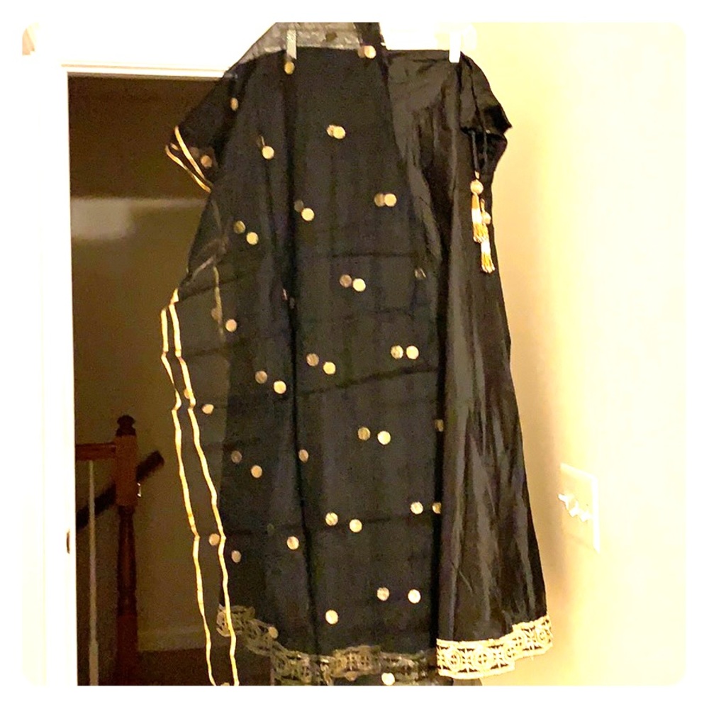 Black and gold silk Lehenga Choli